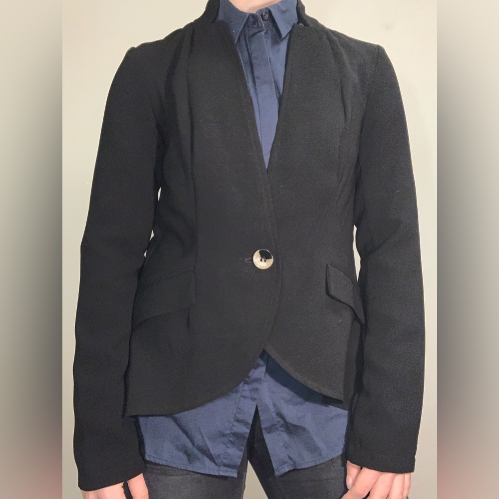 JustFab Black Blazer with Zip Detail